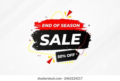 End Of Season Sale banner. Season offer price label design. Product discount festival tag design. Season Super Sale banner template. Flat sale Vector Illustration.