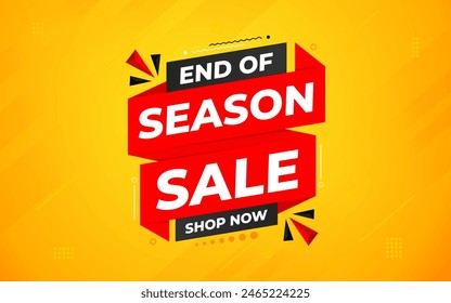 End Of Season Sale banner. Season offer price label design. Product discount festival tag design. Season Super Sale banner template. Flat sale Vector Illustration.