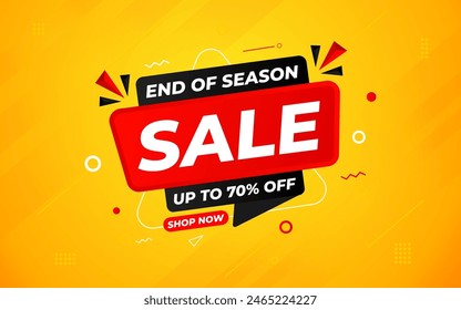 End Of Season Sale banner. Season offer price label design. Product discount festival tag design. Season Super Sale banner template. Flat sale Vector Illustration.