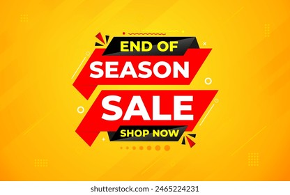 End Of Season Sale banner. Season offer price label design. Product discount festival tag design. Season Super Sale banner template. Flat sale Vector Illustration.