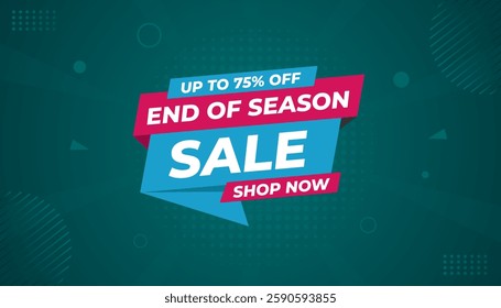 End Of Season Sale banner. Season offer price label design. Product discount festival tag design. Season Super Sale banner template. Flat sale Vector Illustration.