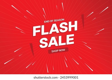 End of season sale Flash sale isolated red background and sale elements vector.