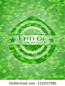 End of Season Sale green emblem with triangle mosaic background