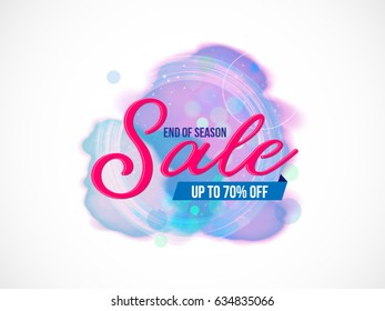 End of Season Sale lettering on beautiful palm tree grunge background. for banner, poster, background, flyer, brochure 