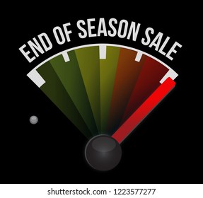 End of season sale, speedometer message concept illustration isolated over a black background