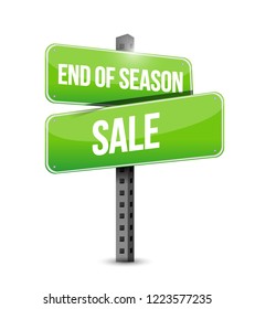 End of season sale, Street sign message concept illustration isolated over a white background