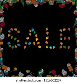 End of season sale. Vivid marble texture Vector illustration. Seamless pattern. Marketing banners in trendy style design. Illustration in orange, white and black colors. Frames. Vector.