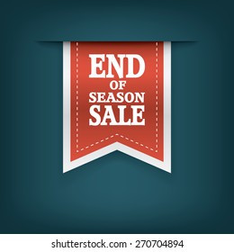 End of season sales ribbon elements. Sale bookmarks with text for websites or e-shops. Advertising promotional sticker. Eps10 vector illustration.