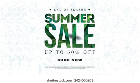 End of season summer sale up to 50 percent off with shop now text