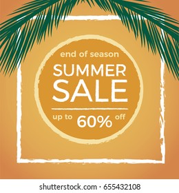 End of season summer sale banner design template. Vector design