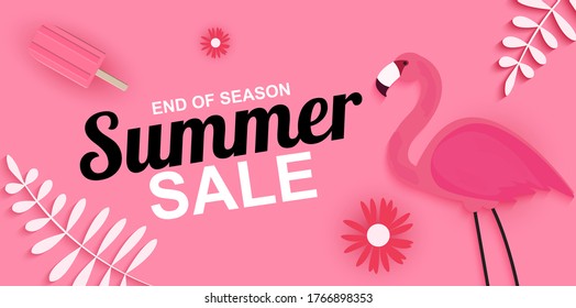 End Of Season Summer Sale Poster Background. Vector Illustration EPS10