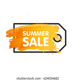 End of season Summer Sale sign price tag label vector illustration banner.
