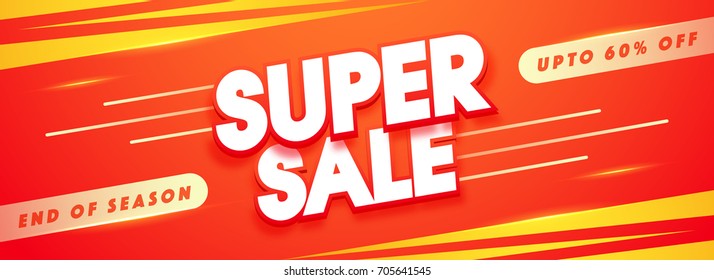 End of Season, Super Sale social media banner with upto 60% Off.