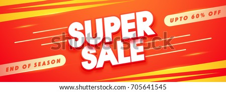 End of Season, Super Sale social media banner with upto 60% Off.