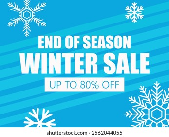 End of season winter sale up to 80% off .art and illustrator.snowfall .vector design .snow background  