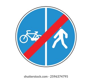 End of Separated Bicycle and Pedestrian Paths Road Sign - High Quality Vectorial Graphic