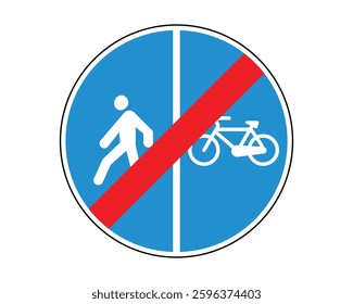 End of Separated Paths Road Sign - Pedestrians and Cyclists - High Quality Vectorial Graphic