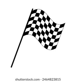 End of session, racing flag used in auto racing and similar motorsports. Checkered flag, displayed at start and finish line to indicate the officially finished race, and is associated with the winner.