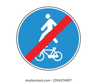 End of Shared Path Road Sign - Pedestrians and Cyclists - High Quality Vectorial Graphic