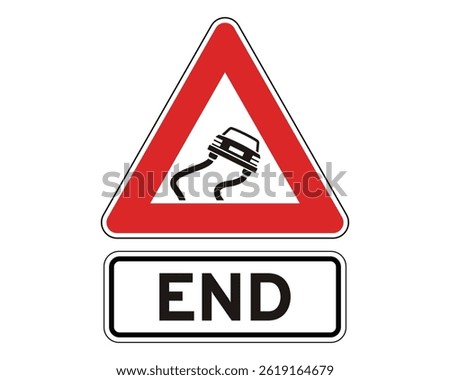 End of Slippery Road Zone, Road Hazard Termination Notice – High Quality Stock Image
