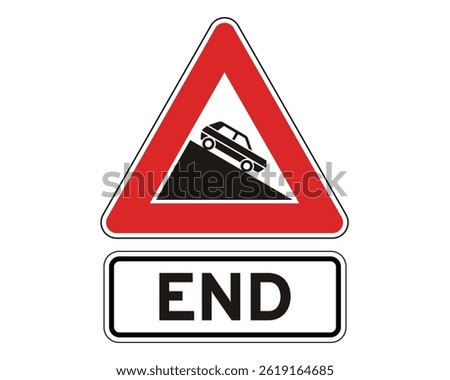 End of Steep Descent Sign, Road Hazard Termination Notice – High Quality Stock Image