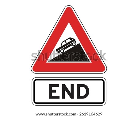 End of Steep Incline Section, Road Safety Hazard Termination Notice – High Quality Stock Image