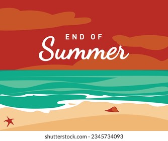 End of summer, summer day at the beach, sunset