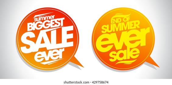 End of summer ever sale speech bubbles set.