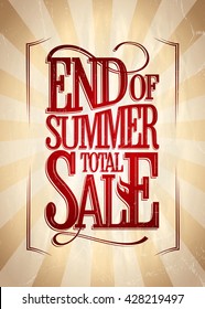 End of summer total sale poster vintage style.