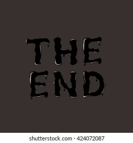 THE END. The End text. Black text. Vector illustration 