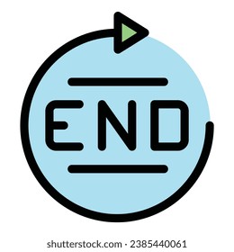 End time duration icon outline vector. Hour timer. Web date color flat