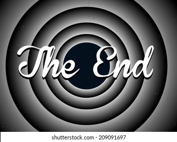 The end typography. Old movie screen