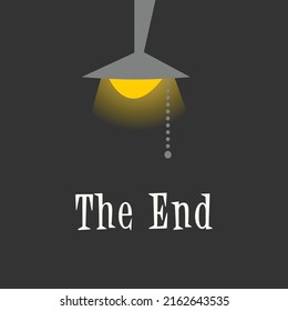 The End Vector Illustration With Overhead Light Bulb