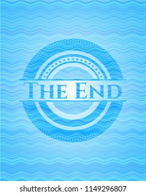 The End water concept emblem background.