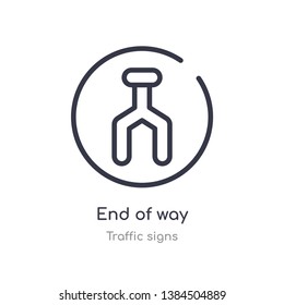 end of way outline icon. isolated line vector illustration from traffic signs collection. editable thin stroke end of way icon on white background