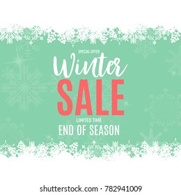 End of Winter Sale Background, Discount Coupon Template. Vector Illustration eps10