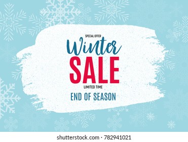 End of Winter Sale Background, Discount Coupon Template. Vector Illustration eps10