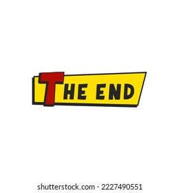 The End words comic style, text frame with retro typography