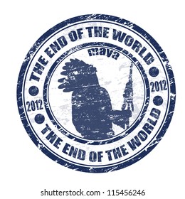 The End of the World theme grunge rubber stamp, vector illustration