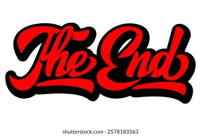 The End written in bold red and black cursive letters on a white background.