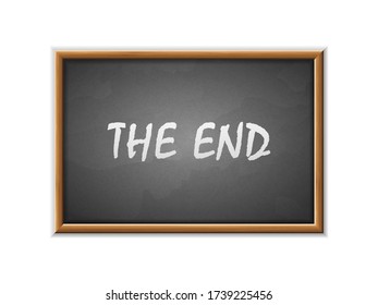 El final está escrito en una pizarra. Ilustración vectorial.