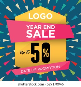 End of year biggest sale up to 50 percent banner vector design