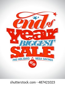 End of year biggest sale text banner mock up