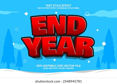 End Year cartoon Bold 3D Editable text Effect Style