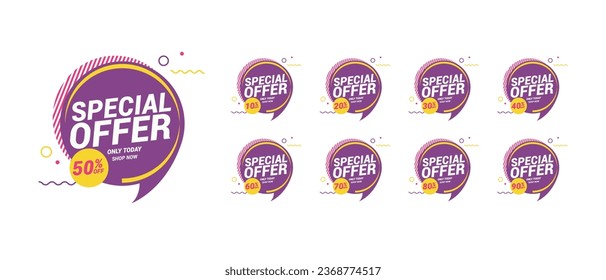 End year of clearance sale for savings 50 off. Sale banner collection, discount tag special promotion. Sale tag set vector badge, special offer icon. Illustration design on white background. EPS 10