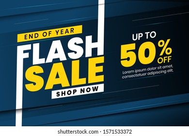 End of year flash sale banner discount up to 50% off