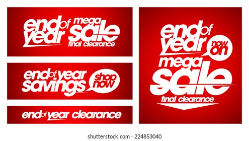 End of year mega sale banners set. 