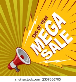 end of year mega sale, promotion banner, poster, social media post
