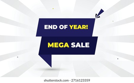 Fin de año mega venta Web Anuncio editable formato EPS Arte vectorial Plantilla diseño azul profundo Formas amarillo negrita blanco gris gradiente ilustración abstracta sol negocio 4K de fondo