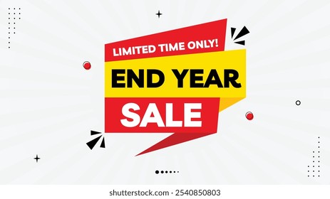 End Year Sale! Up to 50% Off – Limited Time Only! Eye-Catching Sale Banner Templates with Bold Element Shapes in Black, Red, Yellow, and White Gradient Backgrounds – Perfect for Seasonal Promotions!